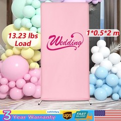1*2m Wedding Backdrop Stand, Backdrop Frame, Backdrop Stand W/ Pink Cloth Cover