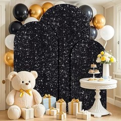 Set of 3 Arch Backdrop Cover Set of 3 – 6FT, 6.6FT, 7.2FT Black
