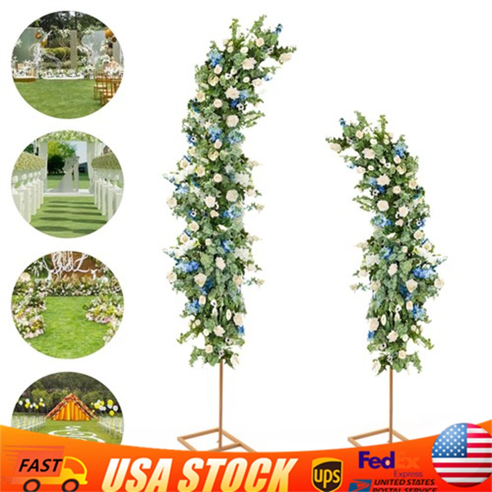 2Pcs Metal Wedding Arch Frame Party Garden Arbor Flower Backdrop Stands Decor