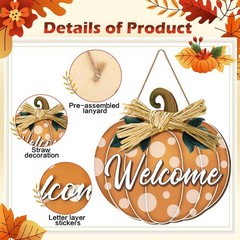 Shellwei Thanksgiving Fall Door Decoration Pumpkin Welcome Sign Thanksgiving …