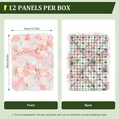 12Pcs Artificial Silk Fabric Flower Wall Panel Banquet Wedding Party Decor
