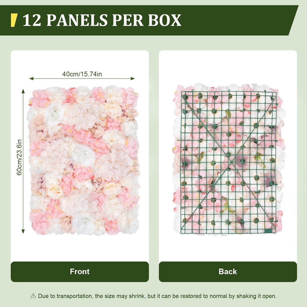 Flower Wall Panel Artificial Flower Wall Backdrop Flower Decoration 12 Pcs
