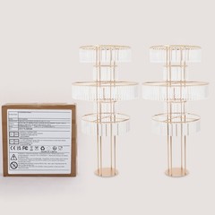 2 PCS 5-Tier Wedding Flower Stand, Gold Iron Acrylic Display Rack, Party Decor