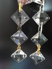 140pcs 14mm 4Hole Glass Square Crystal Bead Prism Chandelier Lamp Chain Part DIY