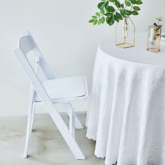 31″ tall White Resin Folding Chair Vinyl Padded Seat Wedding Party Decorations