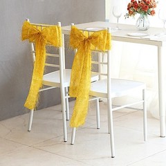5 GOLD Polyester Chair SASHES Metallic Fringe Party Events Home Decorations