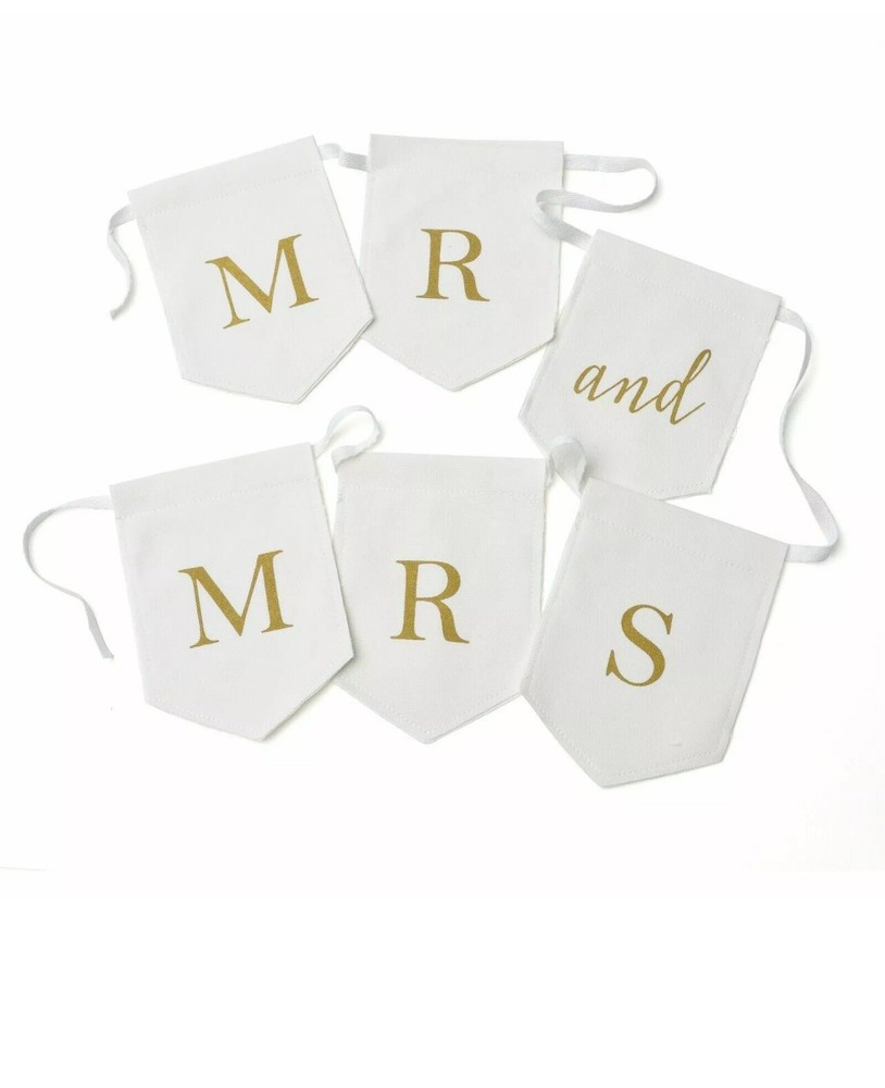 Way to celebrate! Mr and Mrs Fabric Banner 6 ft NIP