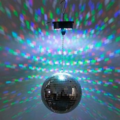 Black 18 LED Lights Rotating Heavy Duty Motor Hanging Mirror Disco Ball Party