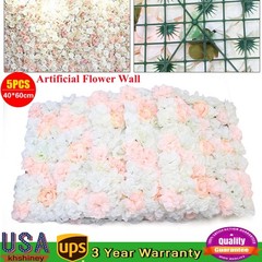 5x Artificial Flower Wall Panels Wedding Party DIY Silk Flowers Backdrop Decor