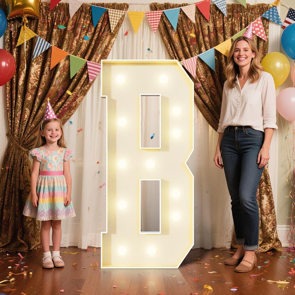 4FT Marquee Letters B Sign,Large Light Up Numbers Party Decoration – Hook and…