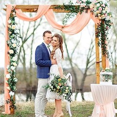 Wedding Arch Draping Fabric Pink Chiffon Fabric 29″W x 240″L (Pack of 1) Peach