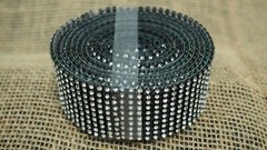 Sparkling Crystal Diamonds Rhinestone Ribbon Lattice Mesh Gold Silver Iridescent