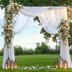 Wedding Arch Draping 28″ width x 19Ft length（1 Panel） White Drapes Curtain