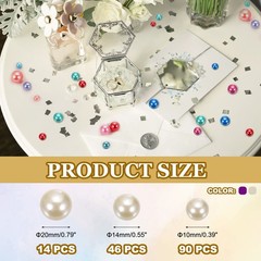 150 Pcs Pearl Bead for Vase Filler, 20/14/10mm Floating Beads(Dark Purple Beige)