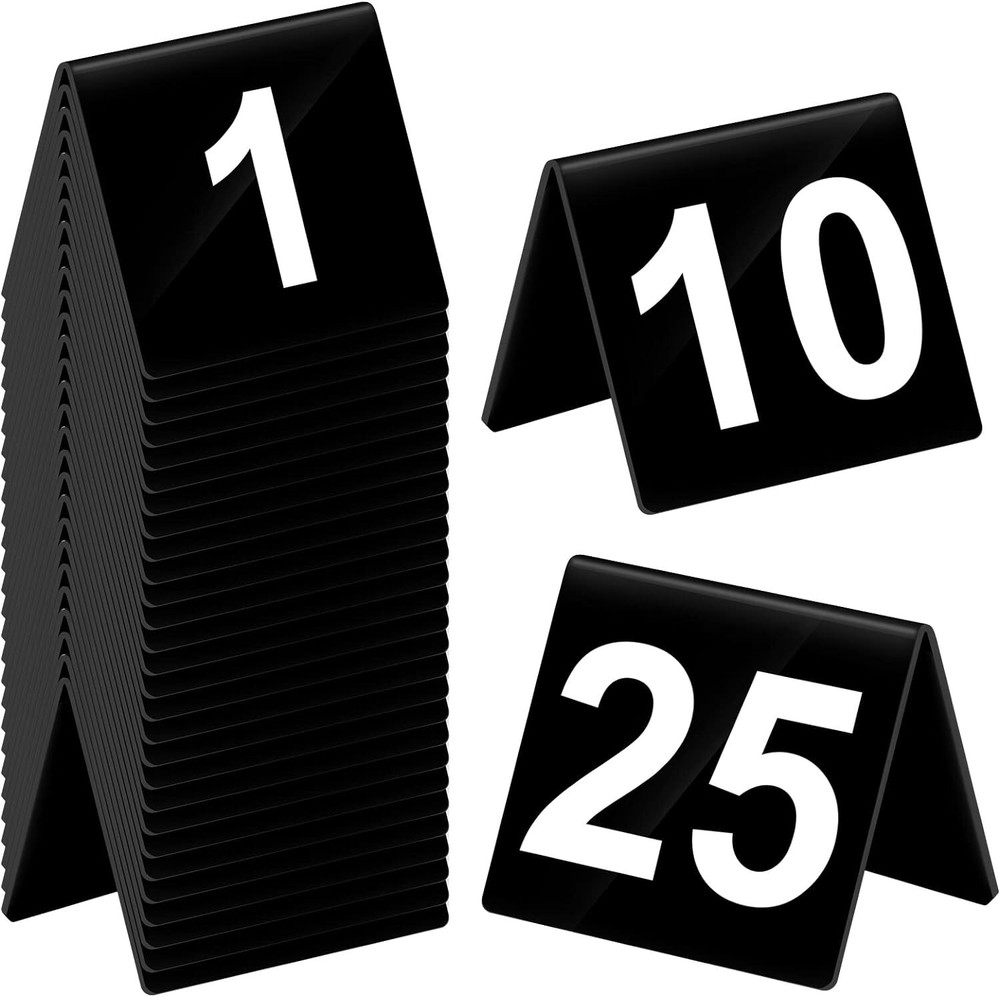 Tuanse Table Numbers 1-25 Acrylic Double Side Numbered Black, White