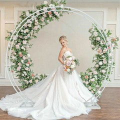 White Round Metal Wedding Arch Frame Garden Arbor Party Flowers Backdrop Stand