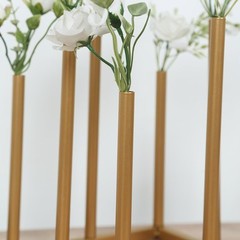 10″ GOLD Square 8-Tubes Minimalist Base Design Flower Vase Centerpiece Wedding