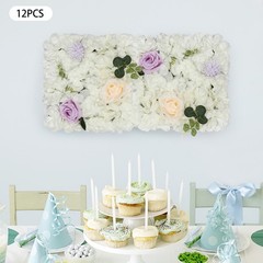 3D Flower Wall Panel-12pcs Artificial Flower Wall Background Rose Wedding Wall