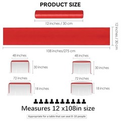 12 Pack Satin Table Runner 12 x 108 Inch Long Satin Table Runners for Red