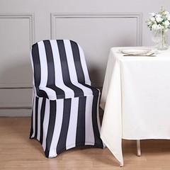 Black White Striped Premium Spandex Stretchable Folding CHAIR COVER Party Home
