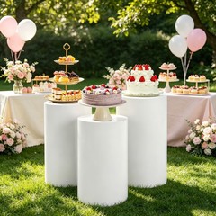 3 Piece Round Cylinder Pedestal Stands For Party Wedding Party Display Decor