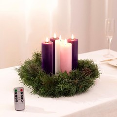 Pillar Advent Candles Set of 5, Battery Operated Advent Candle Set with Remot…