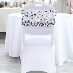 5 SILVER 10″ wide Large Payette Sequined Chair Sashes Party Wedding Light Gray