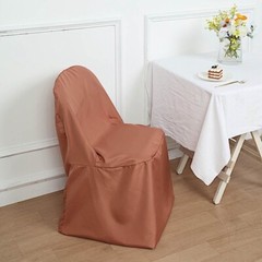 6 Terracotta Polyester FOLDING CHAIR COVERS Wedding Banquet Reception