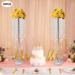 10pc Crystal Silver Flower Stand 75cm Large Flower Stand Wedding Decor