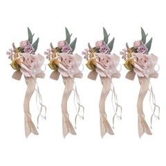 4Pcs Luxurious Simulation Rose Bowknot Car Decoration for Wedding Celebration