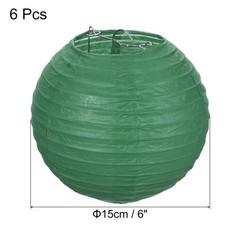 6pcs 6 Inch Folding Hanging Paper Lanterns Small Lampshade Dark Green