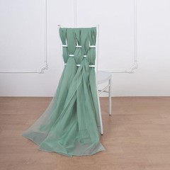 10 Eucalyptus Sage Premium Chiffon Wide CHAIR SASHES Party Reception Decorations