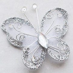 Silver Organza Wire Butterfly Wedding Decorations 26Pcs
