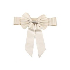5 Ivory Reversible Satin Faux Leather Bow Tie Party Chair Sashes with Buckles