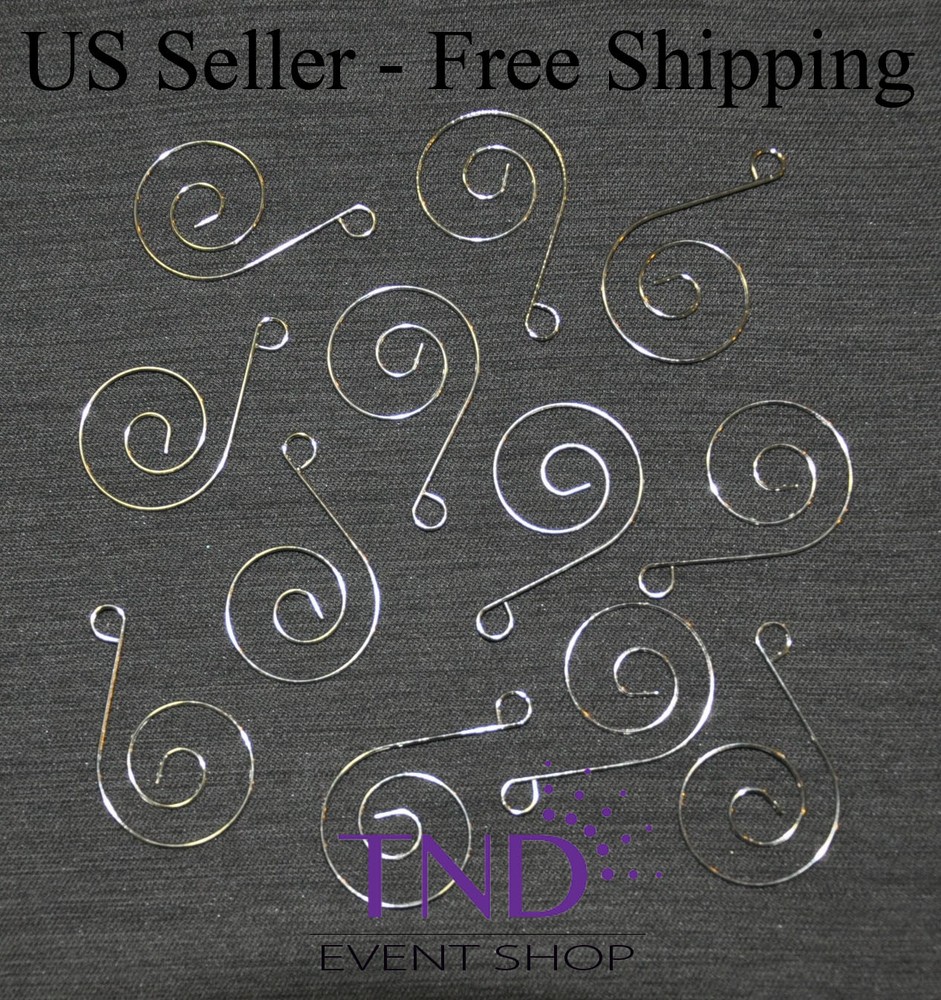 12 PCS SILVER SPIRAL SCROLL HOOKS HANGERS FOR CRYSTAL WEDDING TREE