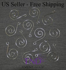 12 PCS SILVER SPIRAL SCROLL HOOKS HANGERS FOR CRYSTAL WEDDING TREE