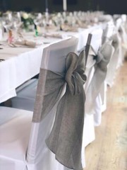 CHAIR COVER BOW SASHES TABLE RUNNERS WEDDING EVENT DÉCOR LINEN BURLAP FABRIC