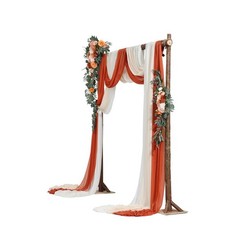 Uimoso Artificial Wedding Arch Flowers Kit Orange With 2Pcs Flowers 3Pcs Drapes