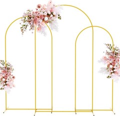 Elegant 3-Piece Gold Wedding Arch Stand Set – 7.2FT, 6.6FT, 6FT for Any Event