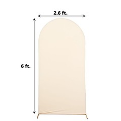 6FT Beige Spandex Wedding Arch Cover Round Top No Import Fees