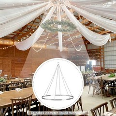 Ceiling Drapes Hanging Kit with Drapery: 6 Panels 5ftx15ft Long Curtains – Wh…