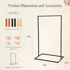 50″ H Wedding Welcome Sign Stand with Anti-Rust Coating, 50*30*20in Black