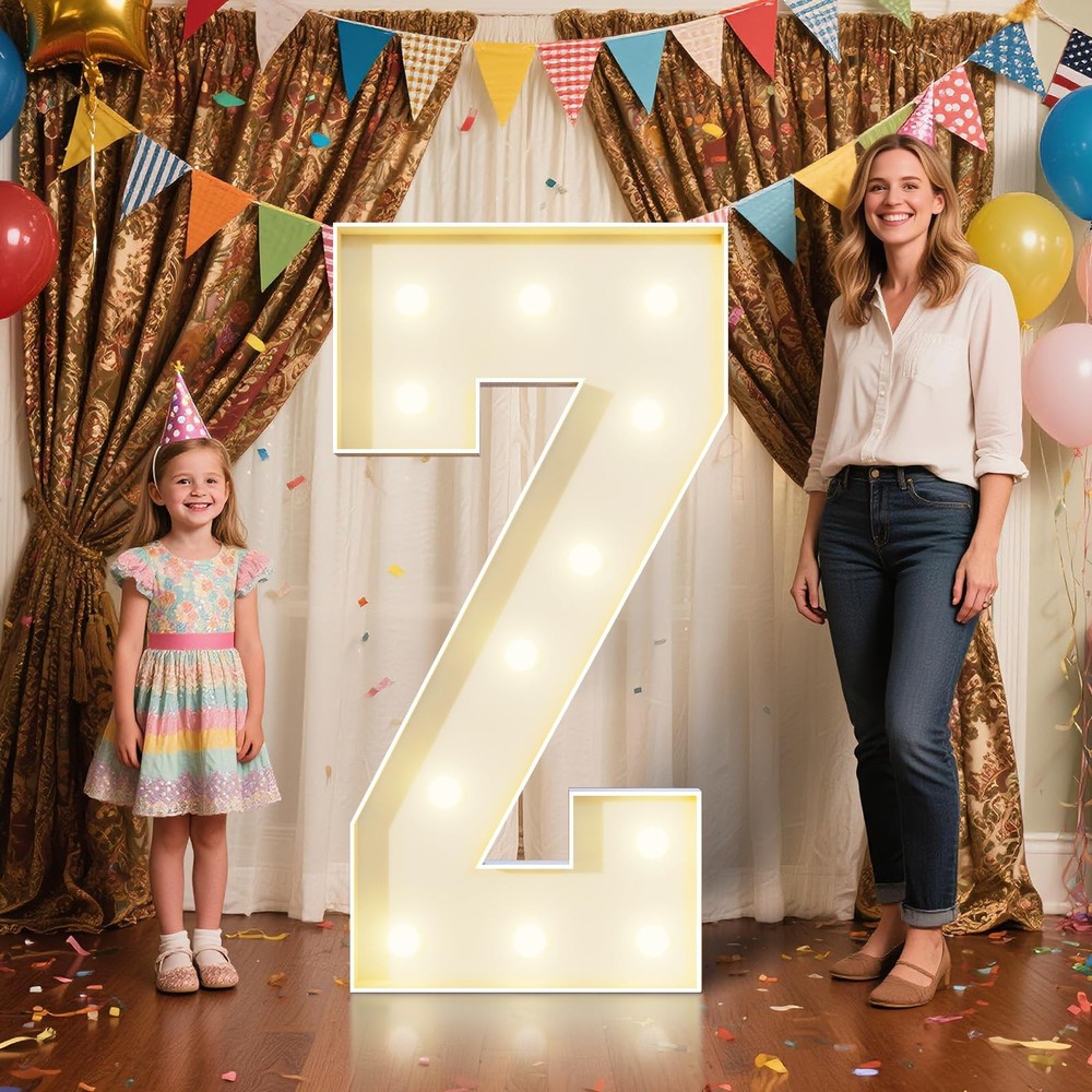 4FT Marquee Letters Z Sign,Large Light Up Numbers Party Decoration – Hook and…