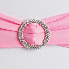 10 Pink Spandex CHAIR SASHES with Silver Round Buckles Wedding Decorations SALE