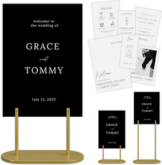 Gold Wedding Welcome Sign Stand with Holder – Elegant Metal Easel Display for Se