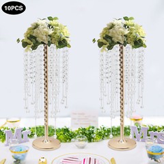 10 Pieces Small Crystal Table Centerpieces Gold Flower Stand Wedding Party Decor