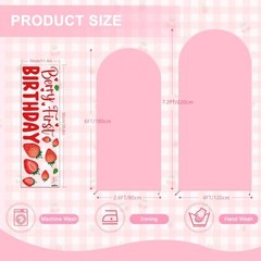 Set of 2 Arch Backdrop Cover 7.2FT, 6FT and Berry First Birthday Decal Pink