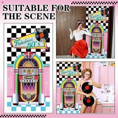 VitalCozy 71 x 35 Inch 1950s Party Decorations Retro 50s Fabric Door Cover 50…