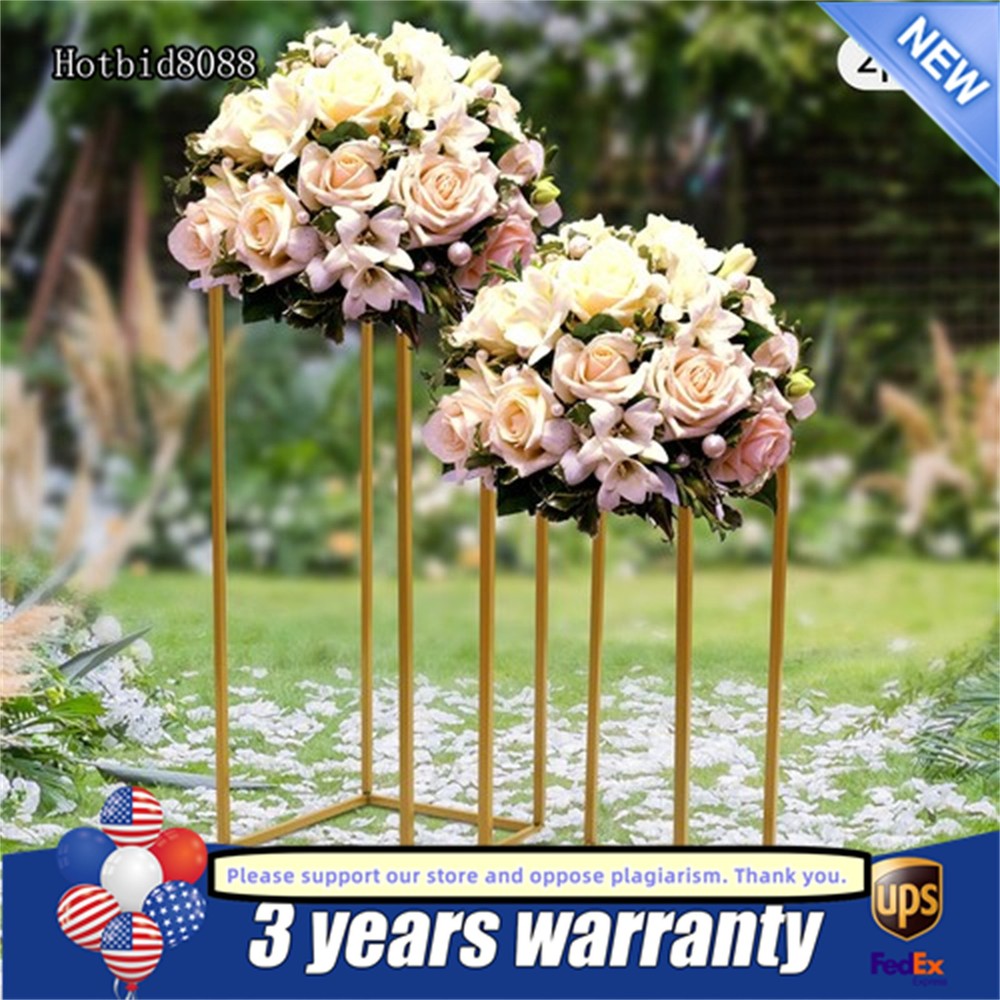 Gold Metal Column Flower Stand Wedding Party Backdrop Centerpiece Rack 4Pcs US
