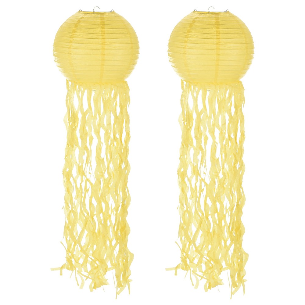 2Pcs 31x10in Jellyfish Paper Lantern, Yellow